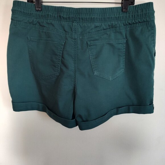 Ladies SZ L (12-14) Time & Tru Green Cuffed Shorts - Picture 2 of 3